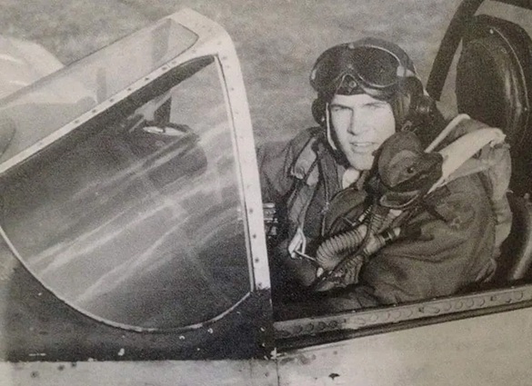 Vintage pilot 'Elmer Pankratz' in cockpit