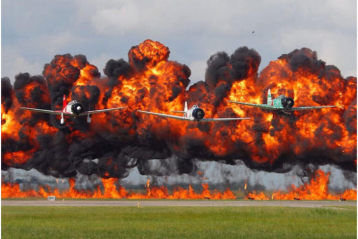 Tora! Tora! Tora! formation flyover at ceremony