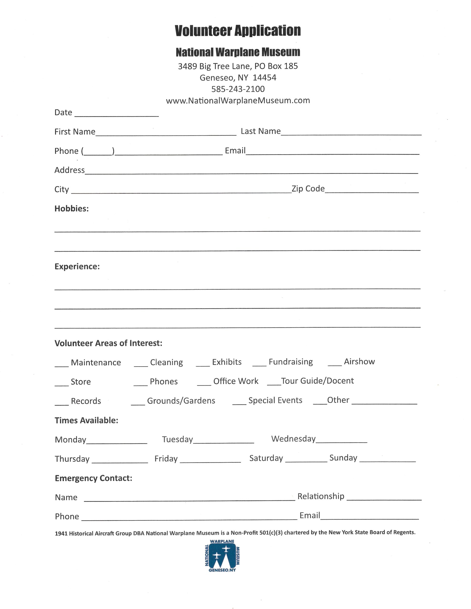 Volunteer Form NWM